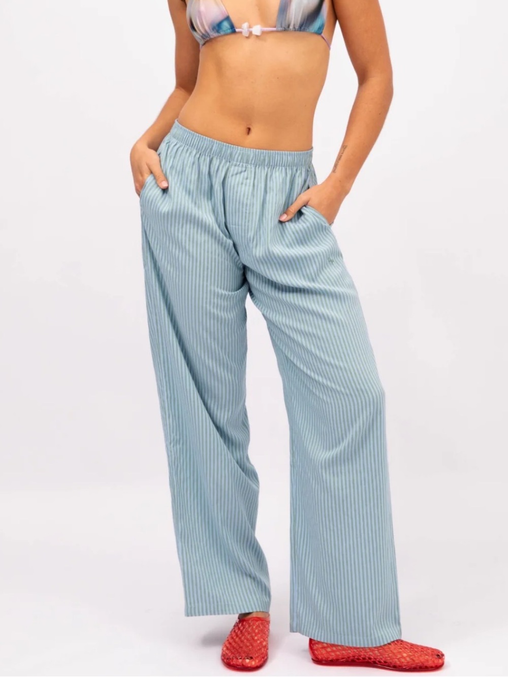 NEW Saint Paradiso Boxer Pants in Ocean Stripe Women's M